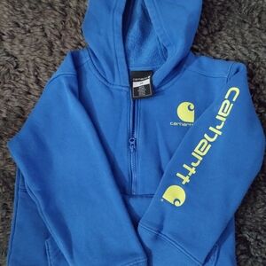 Carhartt Kids Bright Blue Hoodie with Yellow Logo